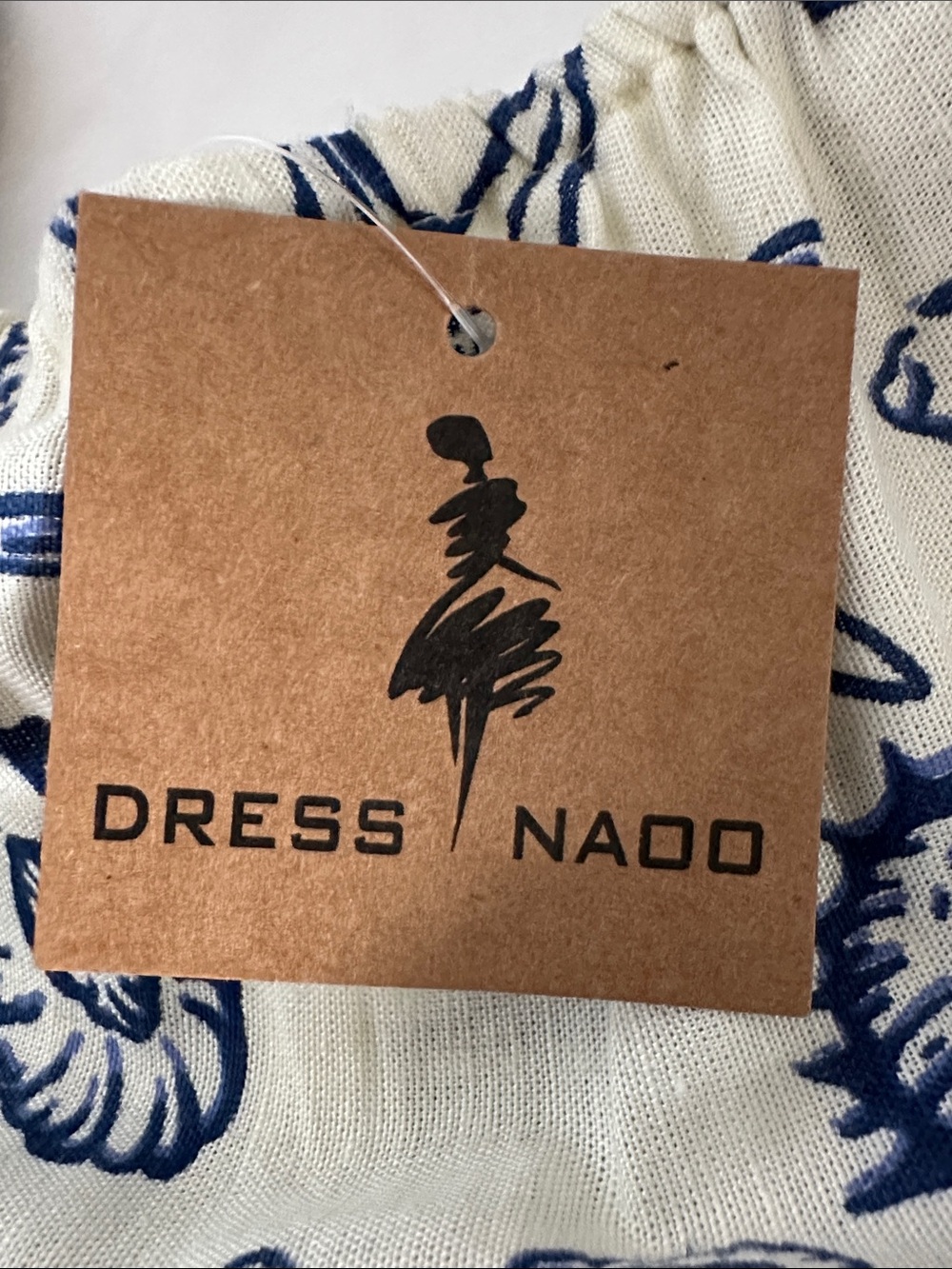 Jumpsuit -Wide Leg -Sz Medium- by Nado Navy and Ivory Shell-Print Linen Blend - Picture 10 of 11